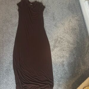 Brown ribbed maxi dress
